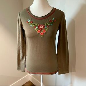 Moschino Jeans Vintage Y2K Floral Embroidered Long Sleeve Top